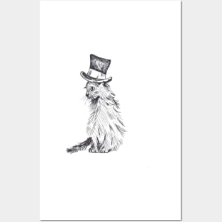 Black Cat in Hat Posters and Art